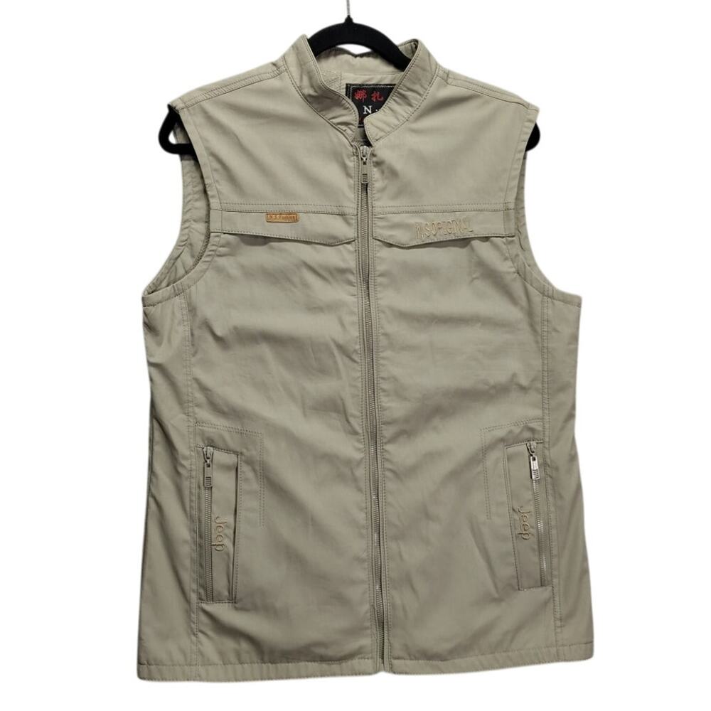 N.S. Original Fashion Jeep Vest Mens Size XL Trapper Tan Brown Multipockets Mesh - Picture 1 of 10